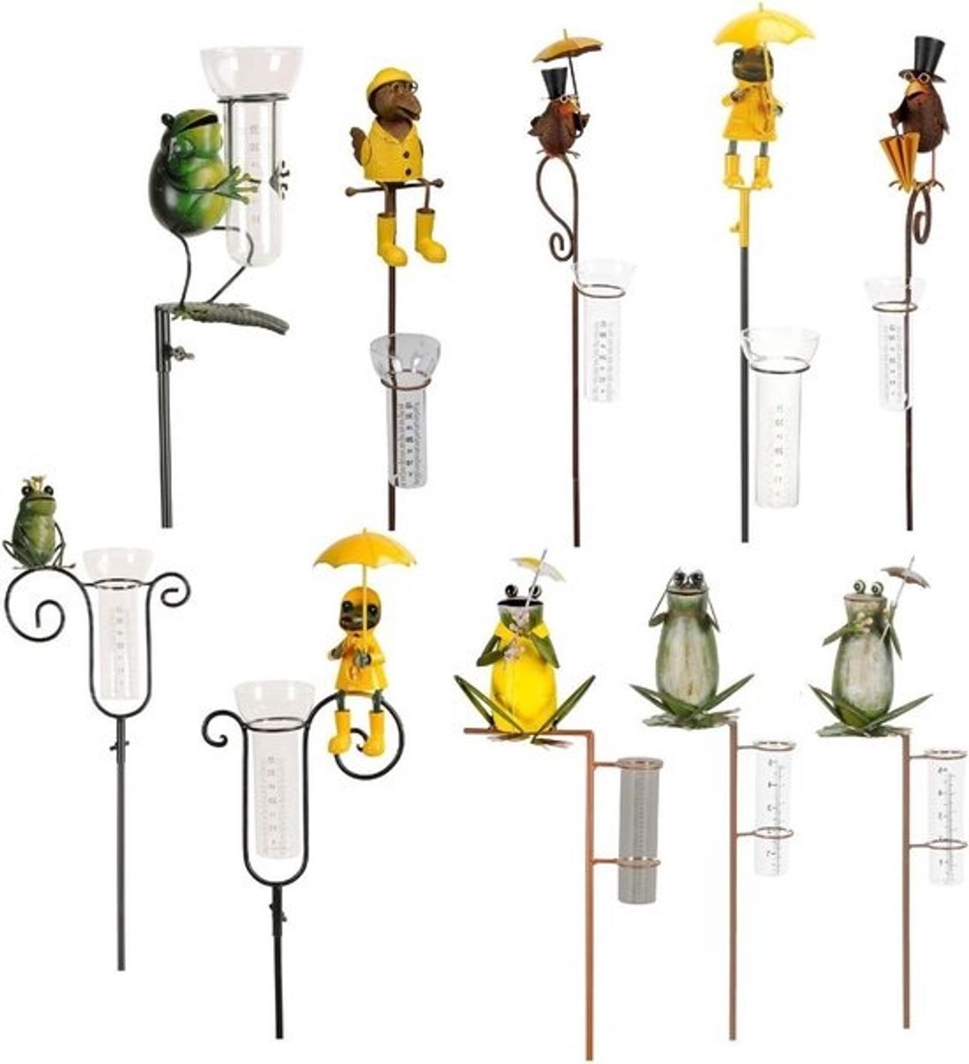Regenmeter Kikker - Tuinmeter Glas - Waterstand Meten - Decoratief Design - 133.5 cm - Groen