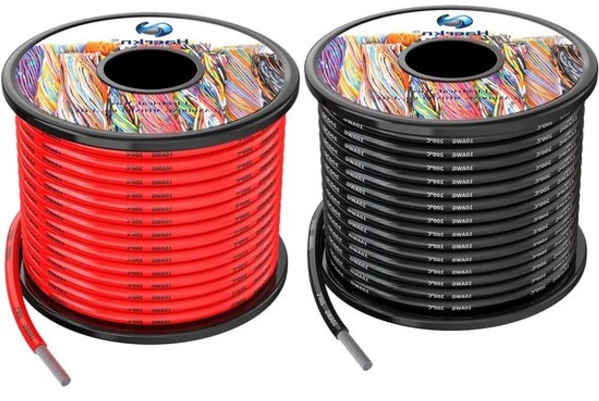 Silicone Elektrische Draad - Koperen Kabel - Doe-het-zelf Projecten - Zacht en Flexibel - 50 Voet - Rood Zwart