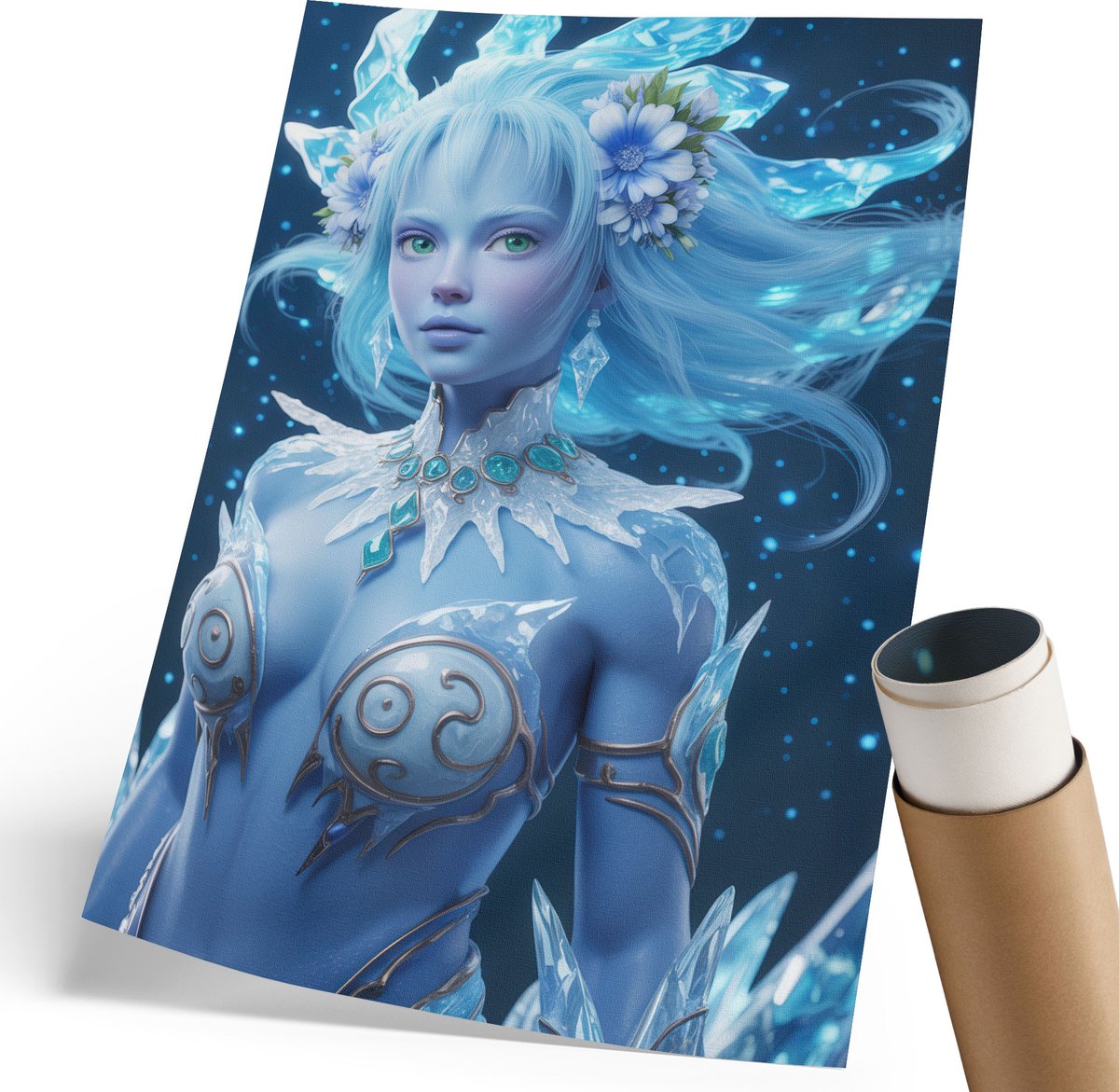 Wallfluent Polycanvas Wandposter - Winterlandschap, Fotografie - 297 x 420 mm - Wit Patroon - Rechthoek - Canvasposter - Woonkamer, Slaapkamer, Kantoor - Klassiek