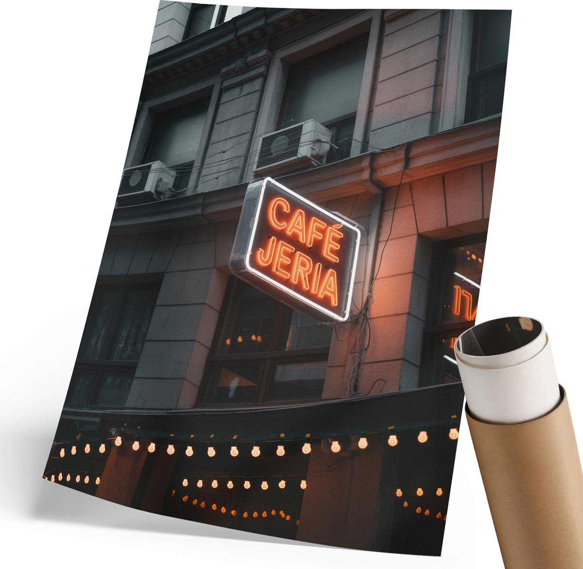 Wallfluent Polycanvas Wandposter - Teddybeer Met Een Ballon, Illustratie - 297 x 420 mm - Beige Motief - Rechthoek - Canvasposter - Woonkamer, Slaapkamer, Kantoor - Kinder