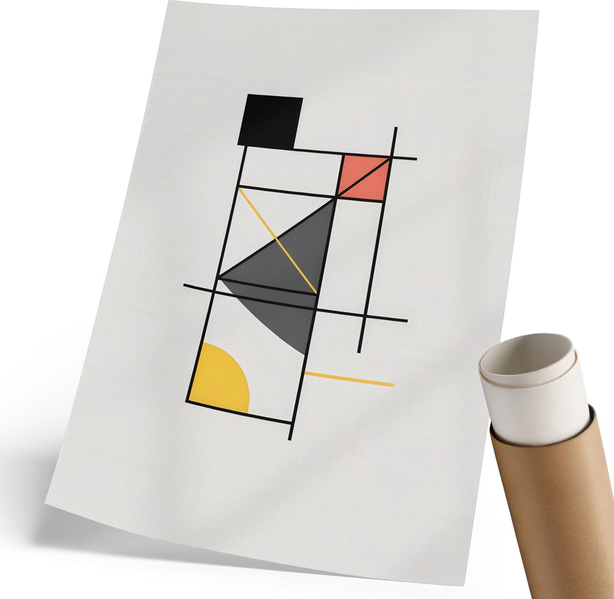 Coloray Polycanvas Poster - Stijlvolle Geometrie, Schilderen - 210 x 297 mm - Zwart Wandposter - Rechthoek - Wandkunst - Woonkamer, Slaapkamer, Kantoor - Modern