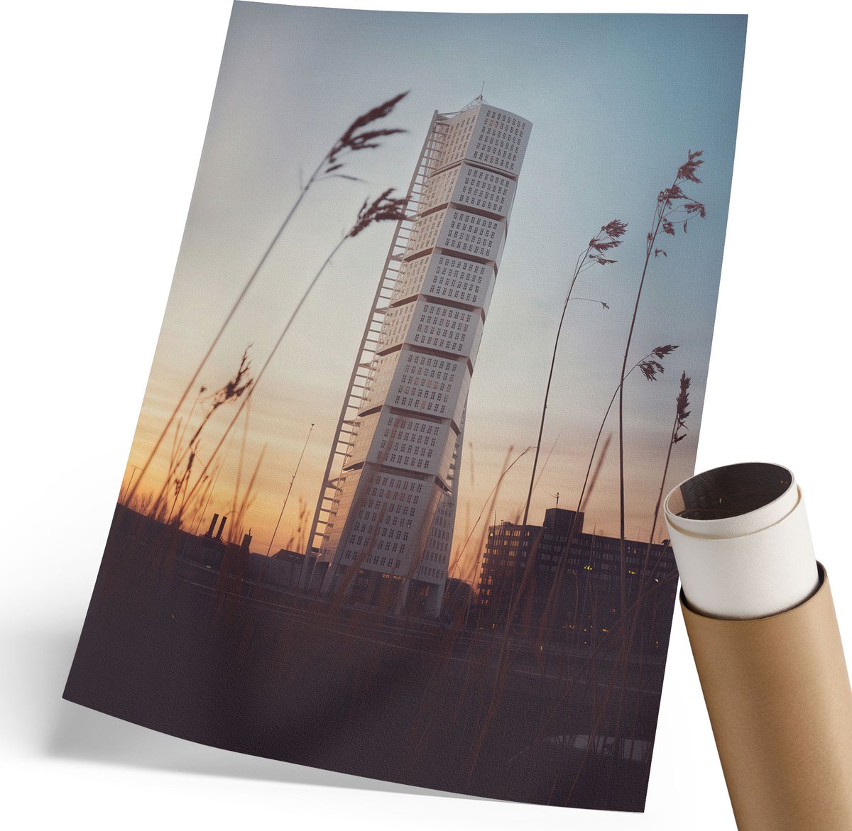 Coloray Polycanvas Wandposter - Moderne Wolkenkrabber, Fotografie - 210 x 297 mm - Blauw Poster - Rechthoek - Muurkunst - Woonkamer, Slaapkamer, Kantoor - Modern