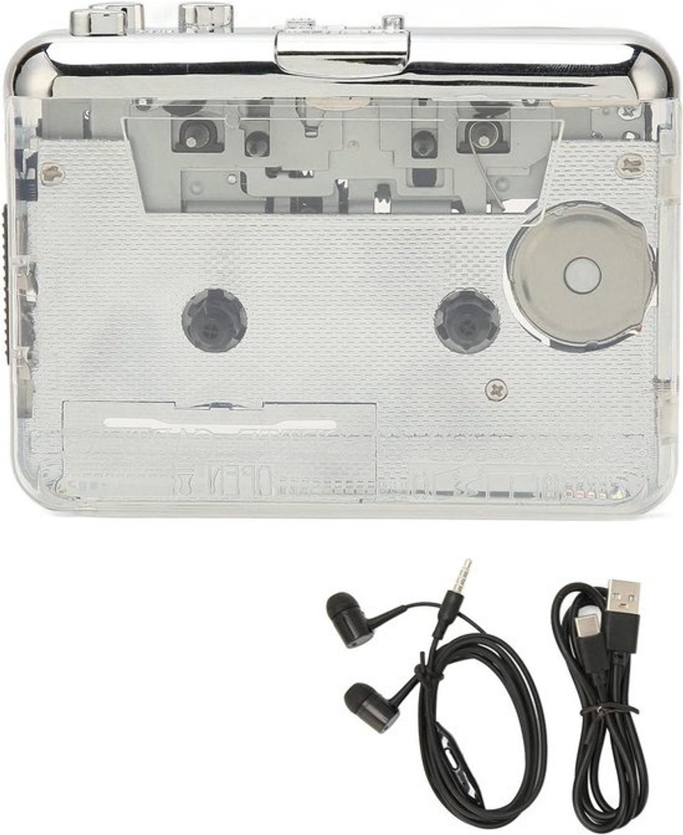 Cassettespeler Converter naar MP3 - Draagbaar, 3.5 mm Koptelefoonaansluiting - Batterij en USB - Walkman Compatibel met OS X en Pc