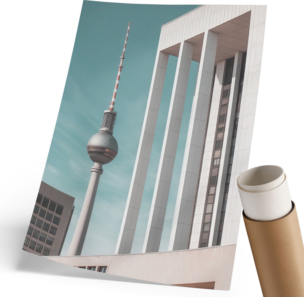 Coloray Polycanvas Wandposter - Stadstoren, Fotografie - 210 x 297 mm - Blauw Design - Rechthoek - Wandkunstwerk - Woonkamer, Slaapkamer, Kantoor - Modern
