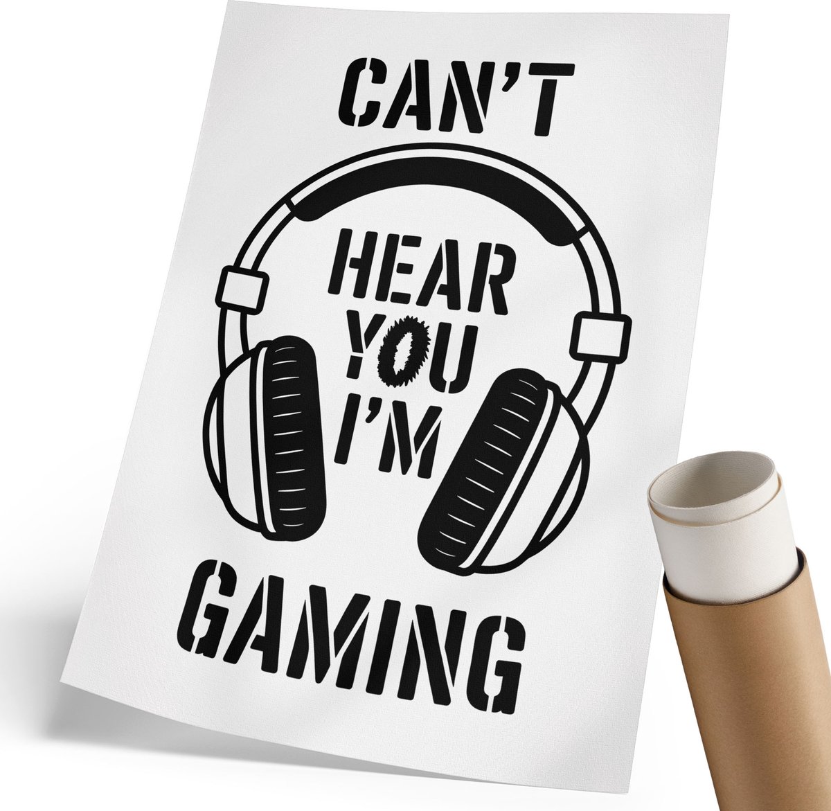 Coloray Canvas Poster Polycanvas - Tekst Van De Gamer, Typografie - 210 x 297 mm - Zwart-wit Patroon - Rechthoek - Kunstposter - Woonkamer, Slaapkamer, Kantoor - Humoristisch