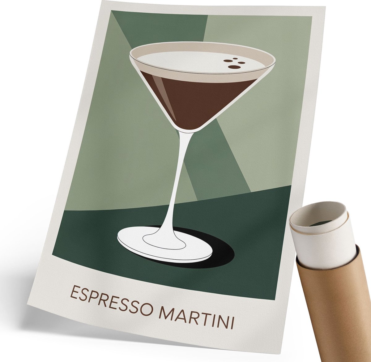 Coloray Polycanvas Poster - Martini-Afbeeldingen, Illustratie - 210 x 297 mm - Groen Motief - Rechthoek - Decoratieve poster - Woonkamer, Slaapkamer, Kantoor - Modern
