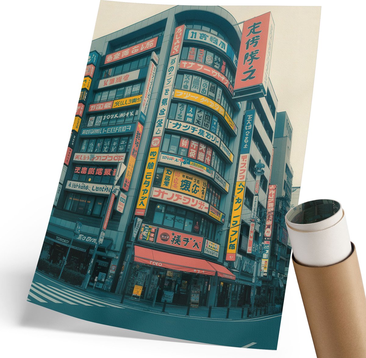 Coloray Polycanvas Wandposter - Stedelijk Landschap, Illustratie - 210 x 297 mm - Grijs Wanddecoratie - Rechthoek - Muurkunst - Woonkamer, Slaapkamer, Kantoor - Modern