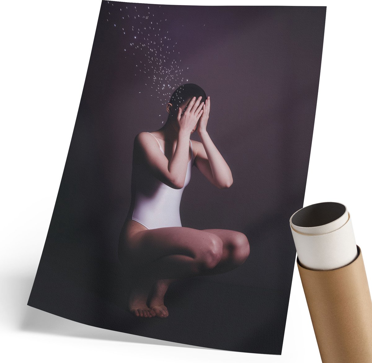Coloray Polycanvas Wandposter - Het Mysterie Van Een Vrouw, Fotografie - 210 x 297 mm - Paars Poster - Rechthoek - Wandkunstwerk - Woonkamer, Slaapkamer, Kantoor - Expressief