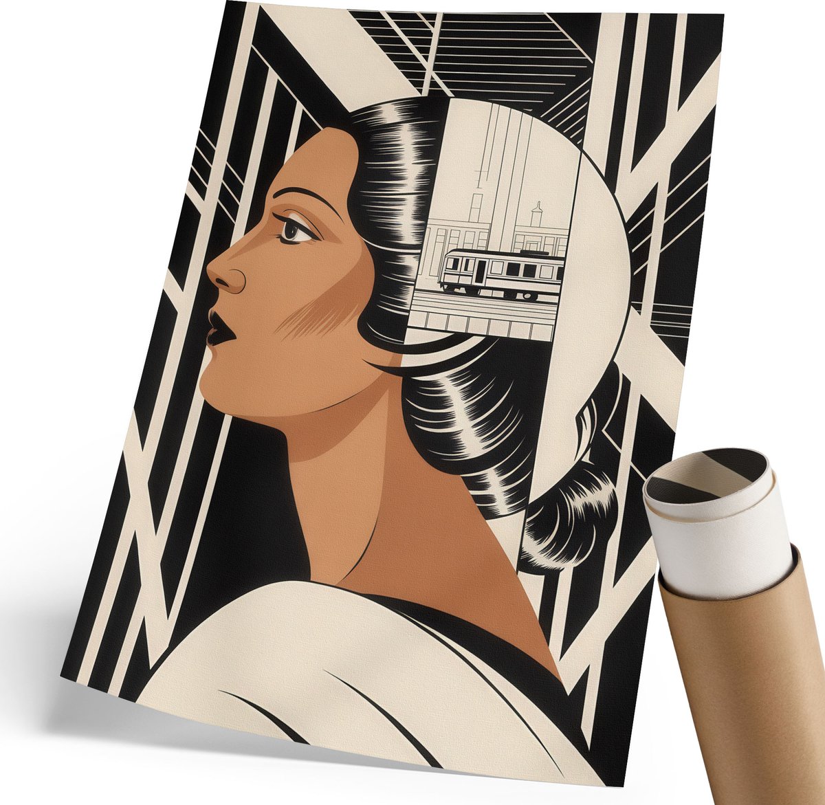 Coloray Polycanvas Poster - Westkust, Blauw - 420 x 594 mm - Wit Wandposter - Rechthoek - Wandkunstwerk - Woonkamer - Glamour