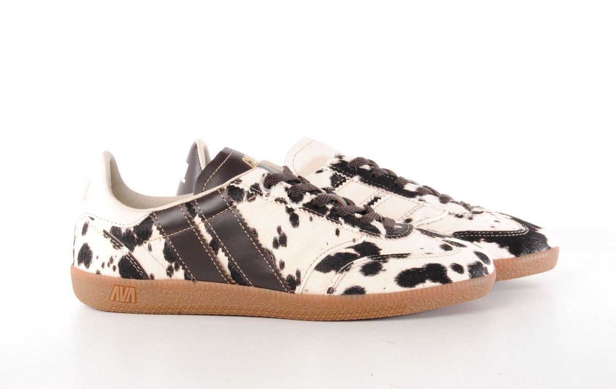 Caval dames sneaker Cava bruin beige koeienhuid en leder