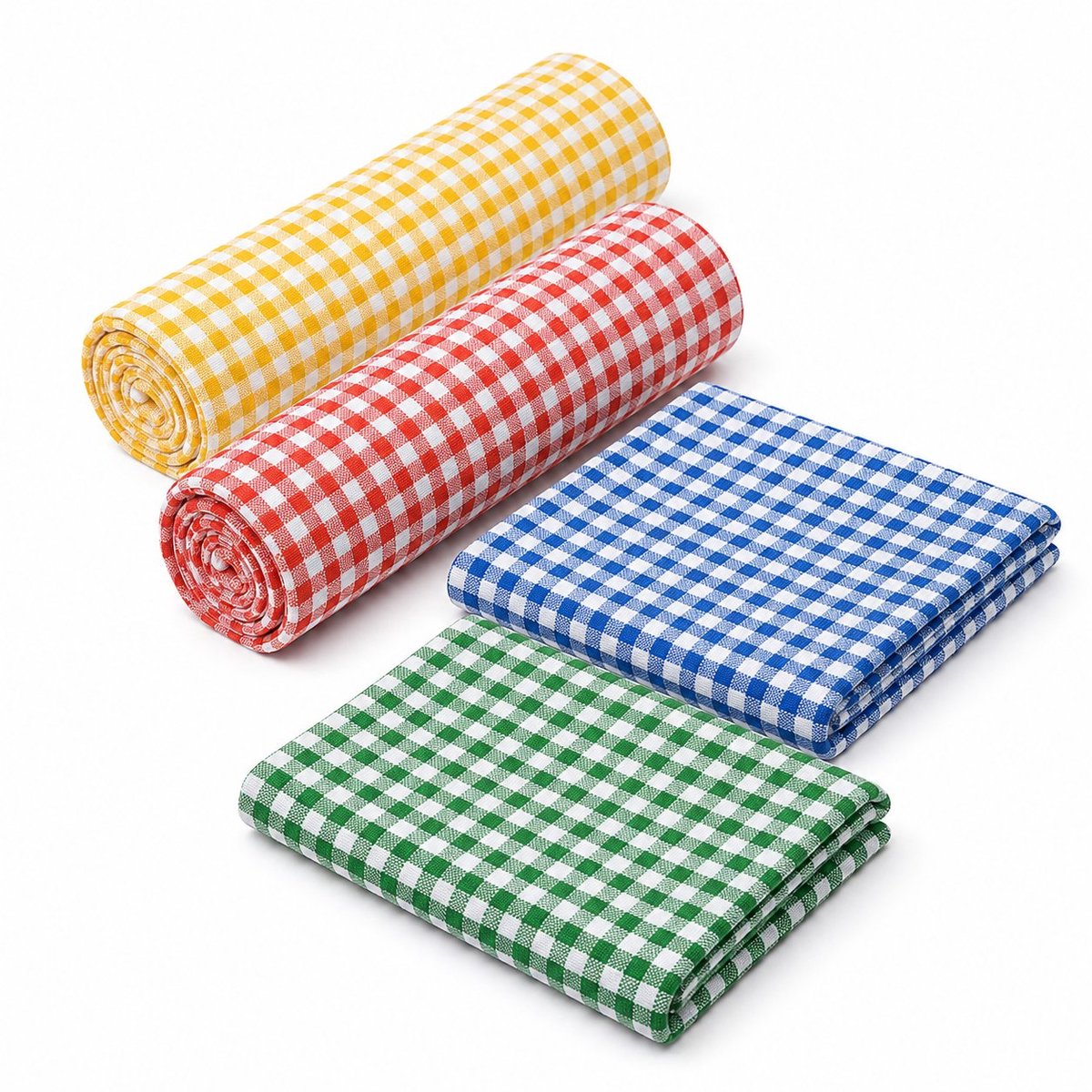 R&H® Set van 10 katoenen theedoeken 47x67 cm - Extra absorberend - 2 Blauw, 2 Rood, 2 Groen, 2 Oranje, 2 Geel