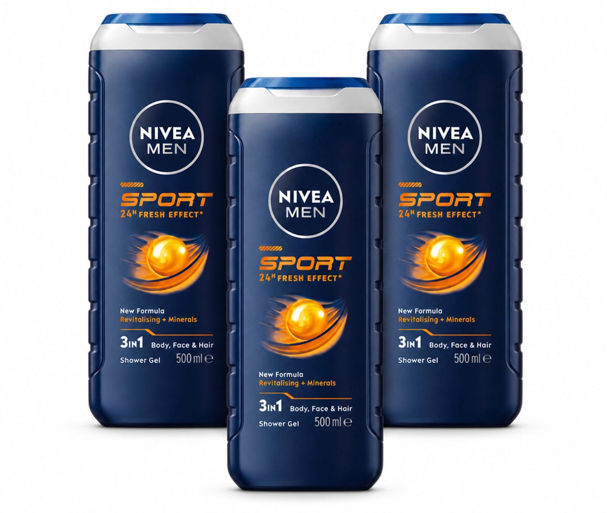 3 x NIVEA MEN - Douchegel - Sport - 500 ml - Bulkverpakking - 3 stuks