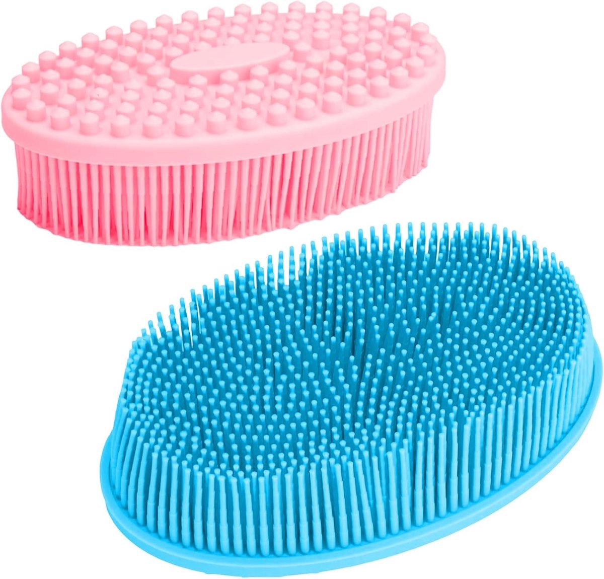 Siliconen Lichaamsborstel Set voor Diepe Reiniging en Massage, Bad- en Doucheborstel in Blauw en Roze, Ideaal voor Peeling en Hoofdmassage