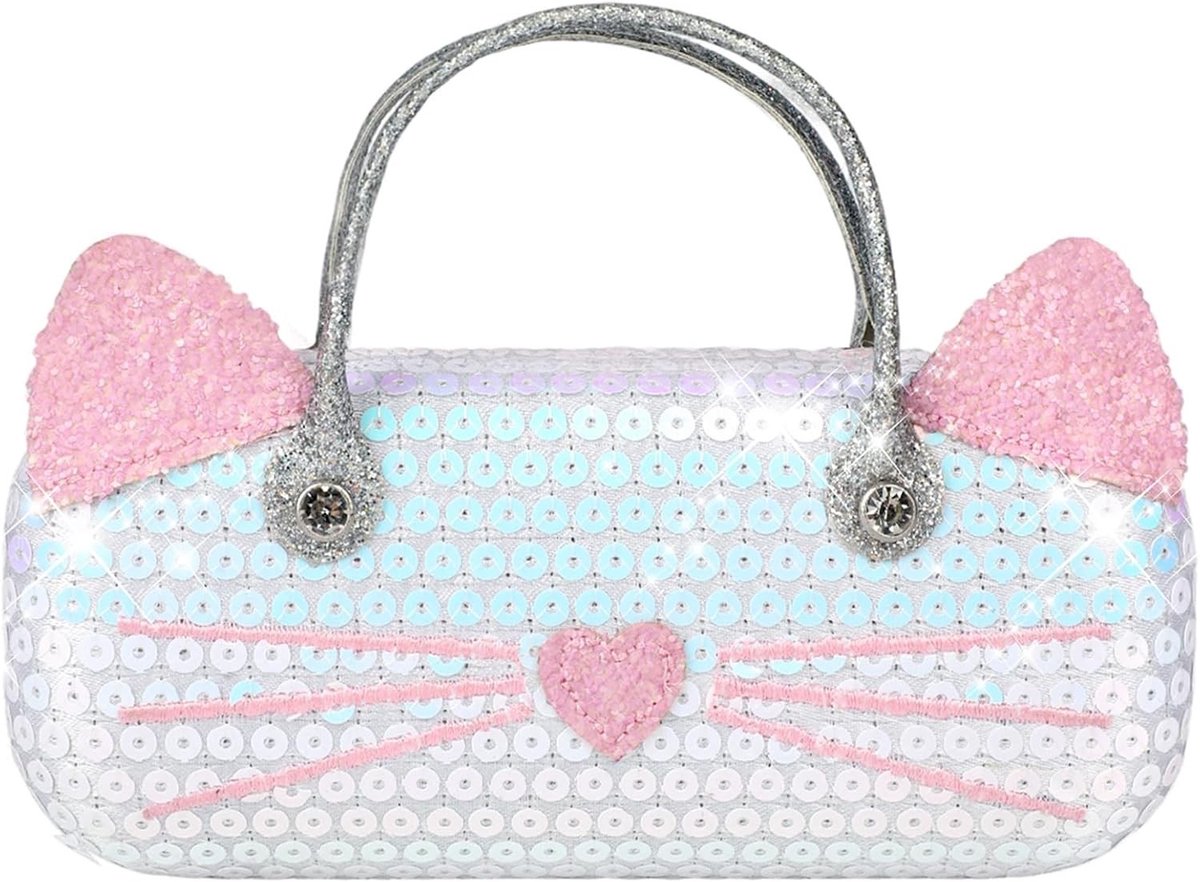 Schattige harde brillenkoker met handvat voor meisjes, geschikt voor zonnebrillen en accessoires, eenhoorn, zeemeermin en kattenontwerp