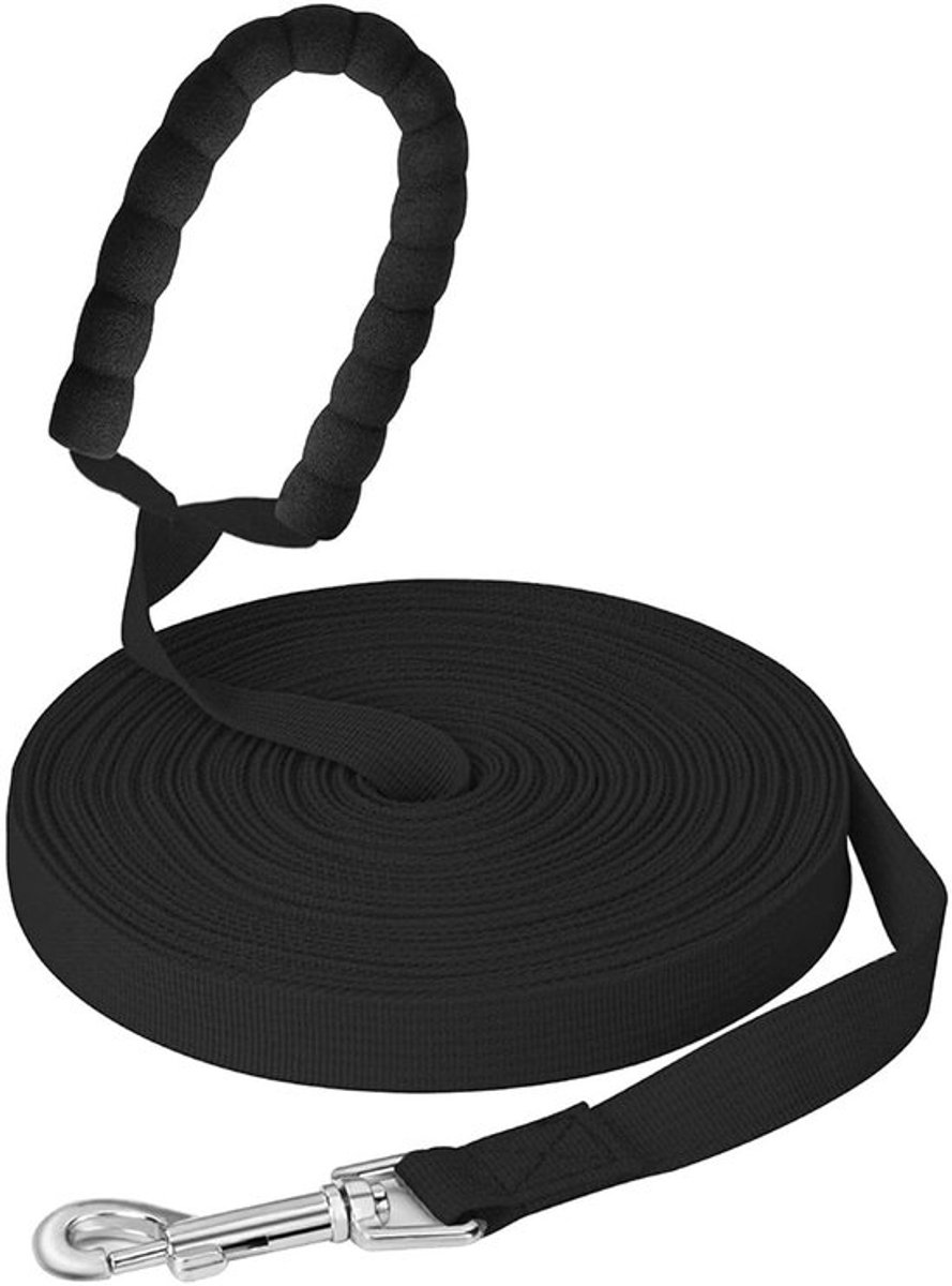 NTHProducts - Hondenlijn - Extra lange hondenlijn 30 meter - Padded handle - Zwart