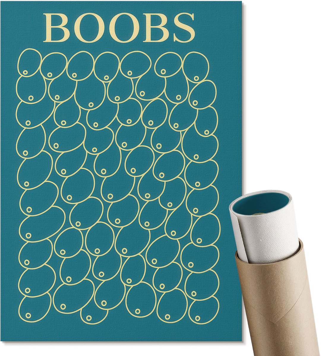 Coloray Polycanvas Poster - Borstvormen, Typografie - A4 - Turkoois Design - Rechthoek - Muurdecoratie - Woonkamer, Slaapkamer, Kantoor - Humoristisch