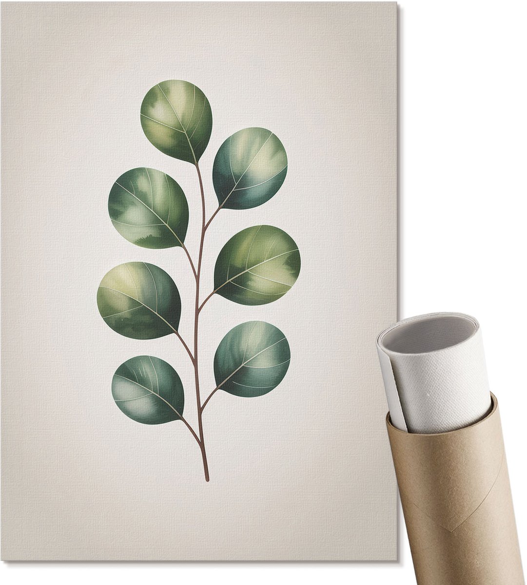 Coloray Polycanvas Wandposter - Groene Bladeren, Illustratie - A4 - Groen Design - Rechthoek - Wandkunstwerk - Woonkamer, Slaapkamer, Kantoor - Modern