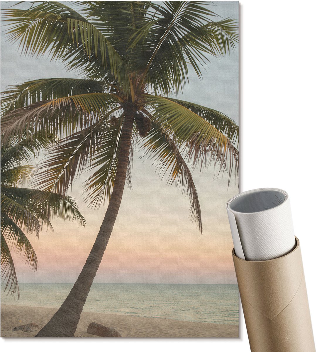 Coloray Polycanvas Wandposter - Tropische Zonsondergang, Fotografie - A4 - Groen Kunst - Rechthoek - Canvasposter - Woonkamer, Slaapkamer, Kantoor - Klassiek