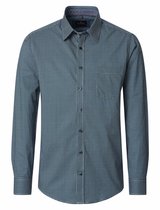 CASA MODA Sport casual fit overhemd - popeline - blauw met groen en wit dessin