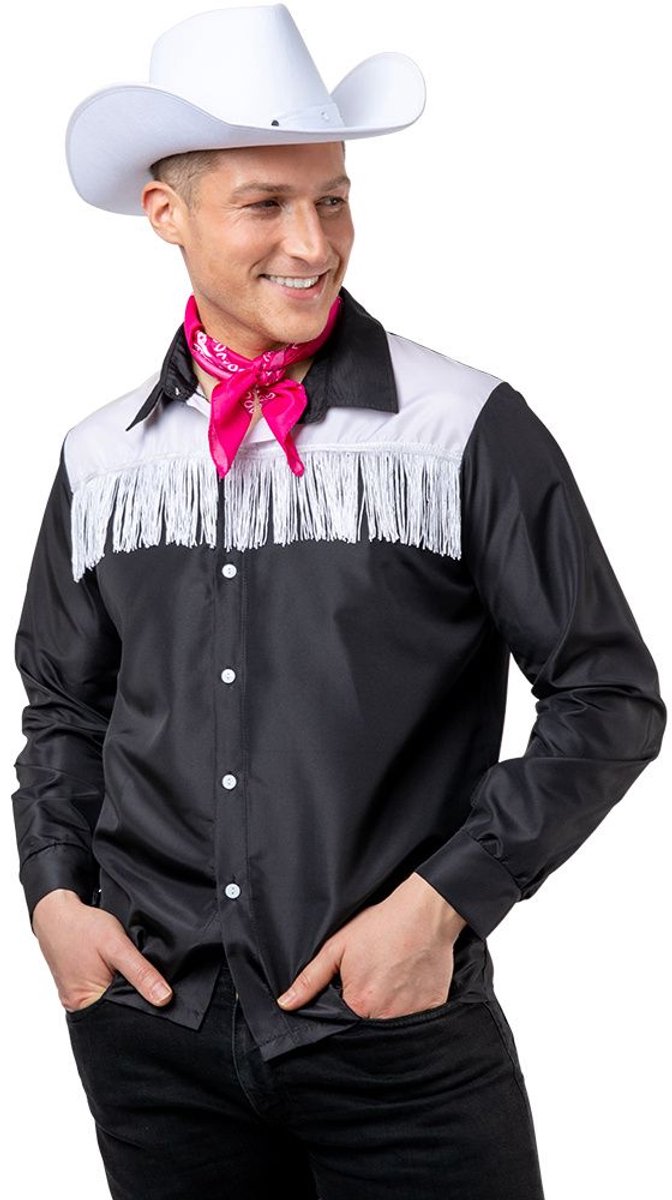 Cowboy blouse Sam heren zwart wit