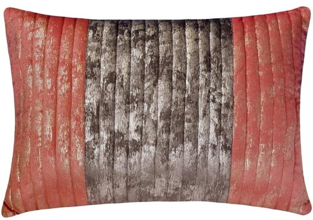 Decoratieve Kussenhoes - Lumbalehoes Sierkussen - Woonkamer Decoratie - Handgemaakt Suède Stof - 30 x 50 cm - Grijs Perzik