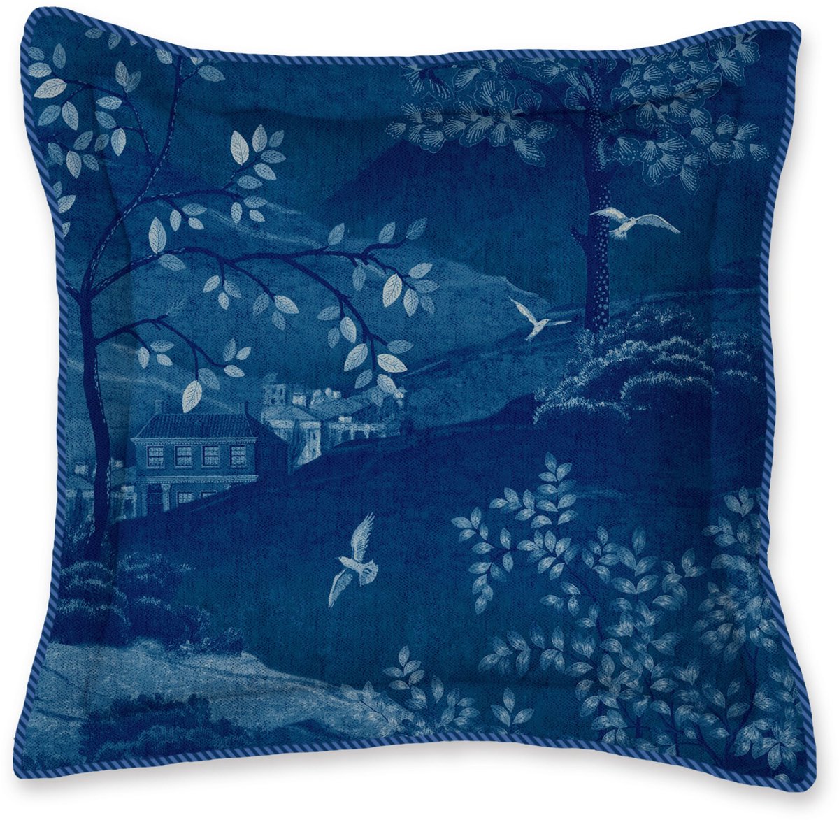 Pip Studio Sundara Wood Square Cushion Sierkussen - 45 x 45 cm cm - Donkerblauw