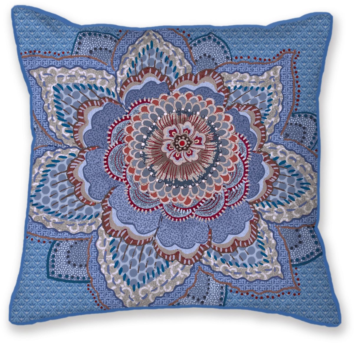 Pip Studio Mumbai Night Square Cushion Sierkussen - 45 x 45 cm cm - Blauw