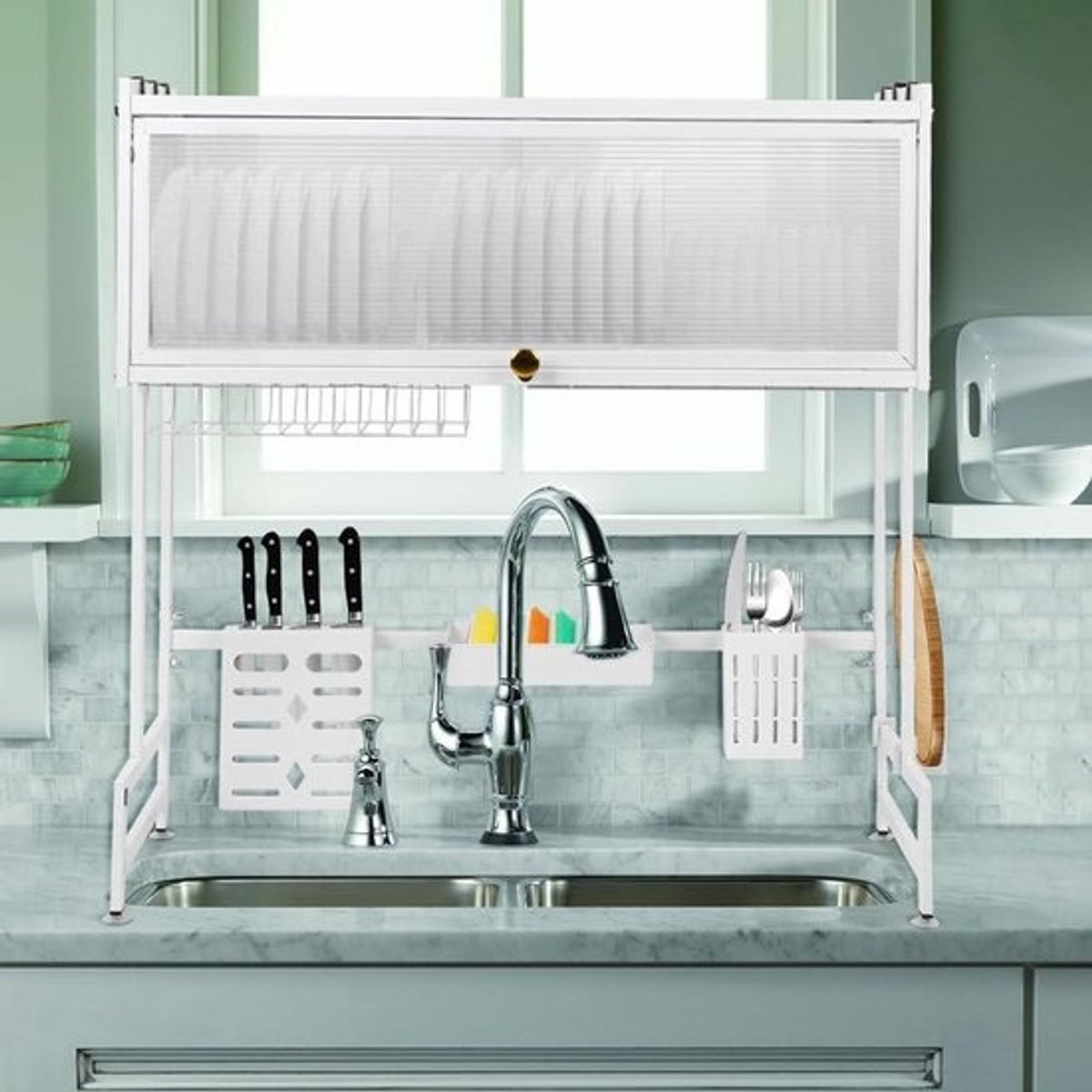 Afdruiprek Gootsteen - Keuken Organizer - Keuken Opbergen - Ruimtebesparend Ontwerp - 65 x 30 x 78 cm - Wit