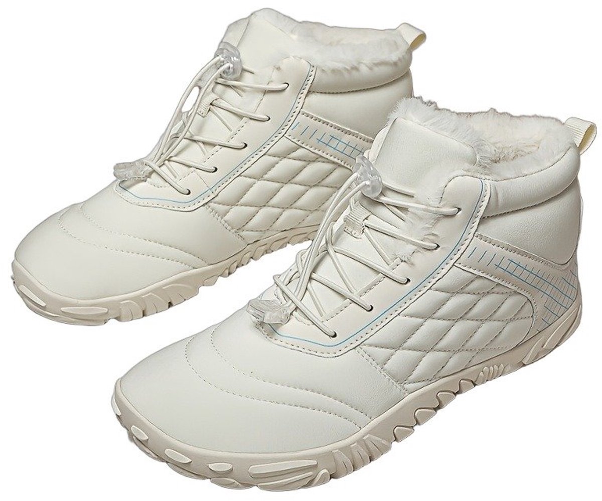 Currero Snowboots Heren Sneeuwlaarzen Heren Winterlaarzen Gevoerde Winterschoenen Waterdicht Antislip Zool Warm Gevoerd Wandellaarzen Winter Ivoorwit
