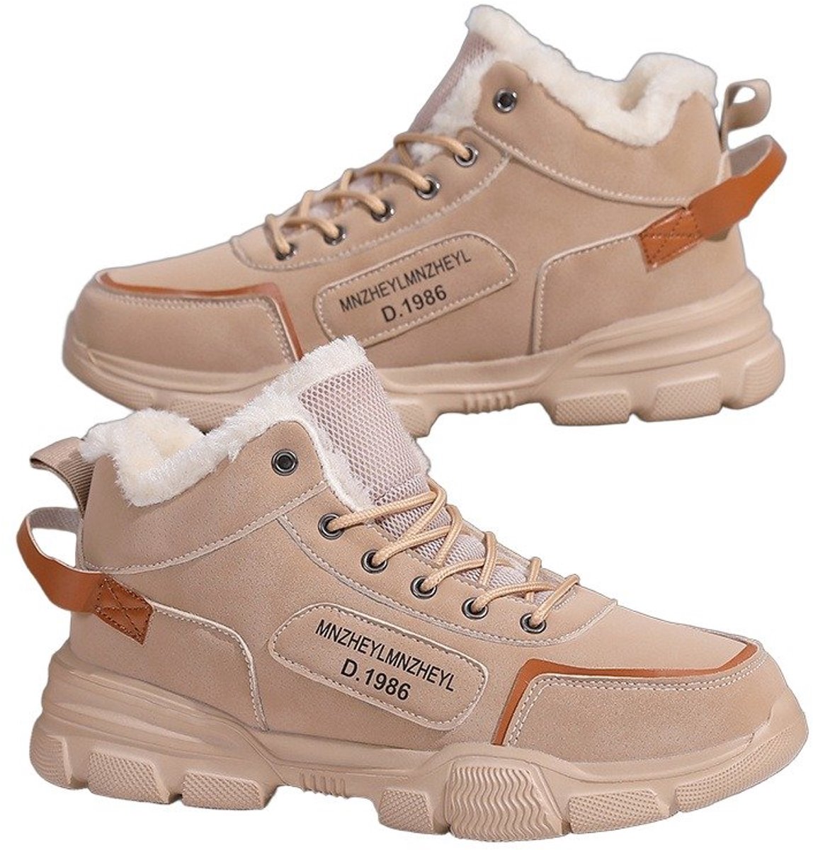 Currero Snowboots Heren Sneeuwlaarzen Heren Winterlaarzen Gevoerde Winterschoenen Waterdicht Antislip Zool Warm Gevoerd Wandellaarzen Winter Beige