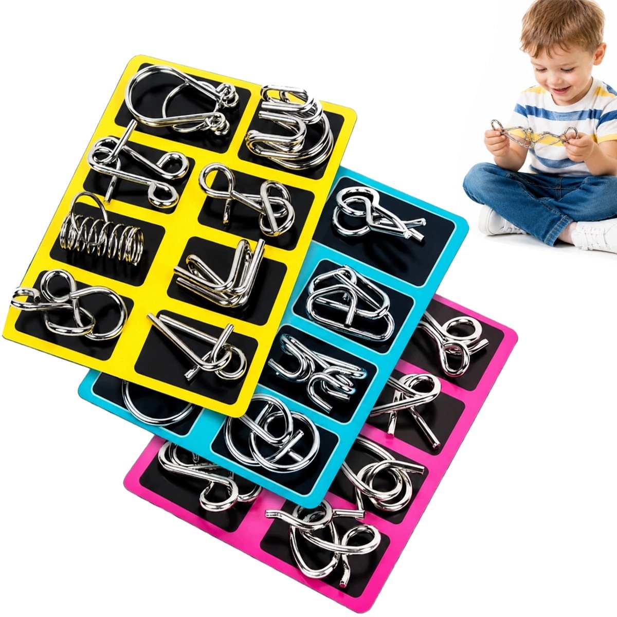 24 Metalen Puzzels - Ontwarring Ring & Slot Spel