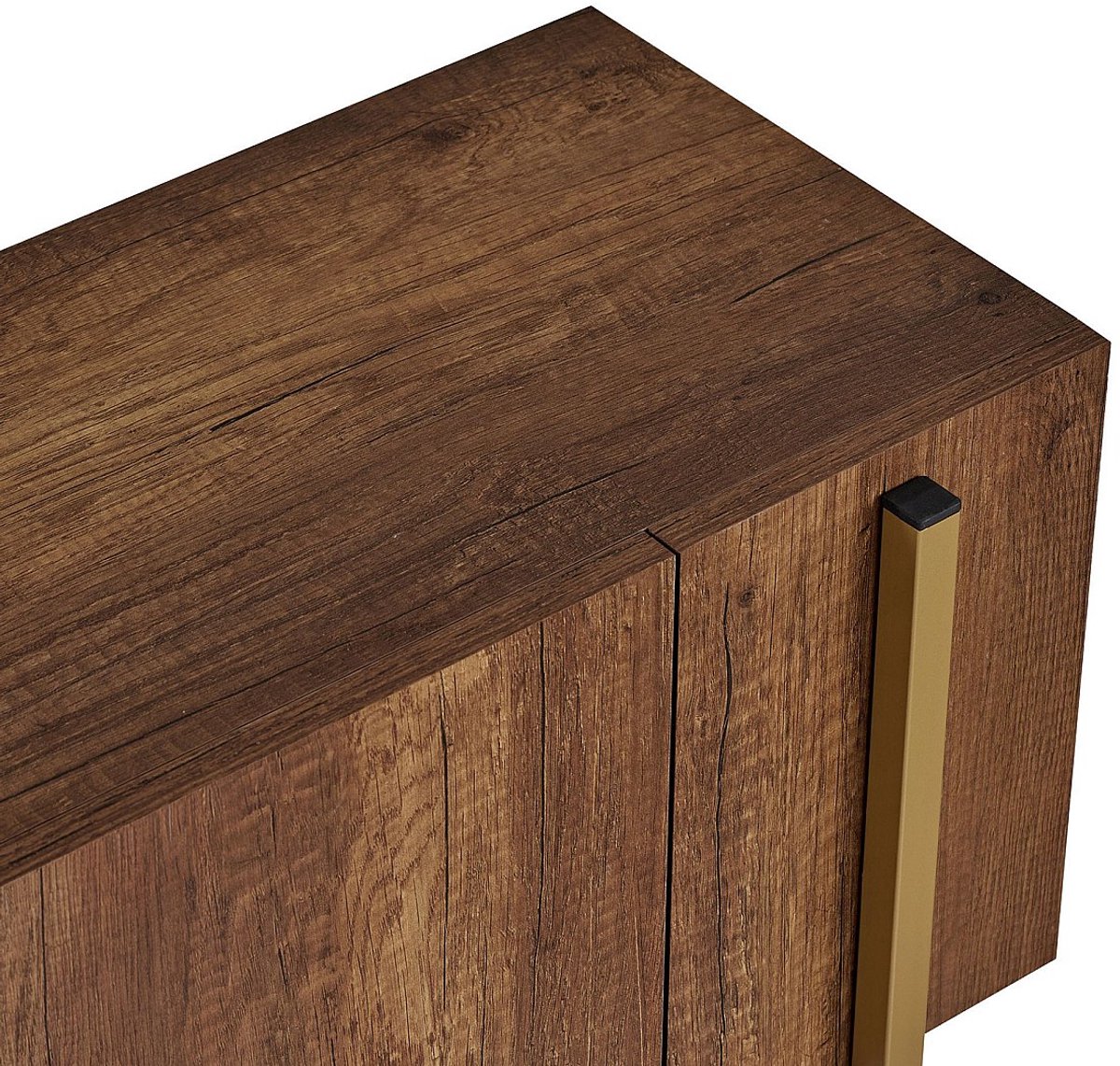 Vente-unique Tv-meubel met 2 deuren - Natuurlijk donker en goudkleurig - SELNIA