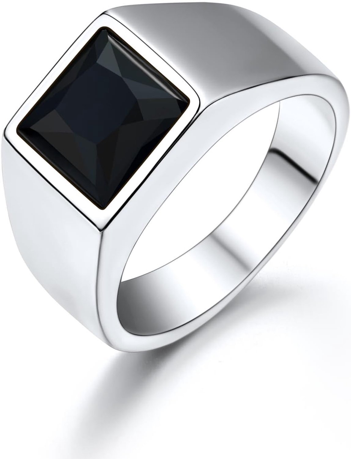 54/57/59/62/64/67/69/72 mm ring verguld roestvrij staal met geboortesteen vierkant glas zilver/goud/zwart