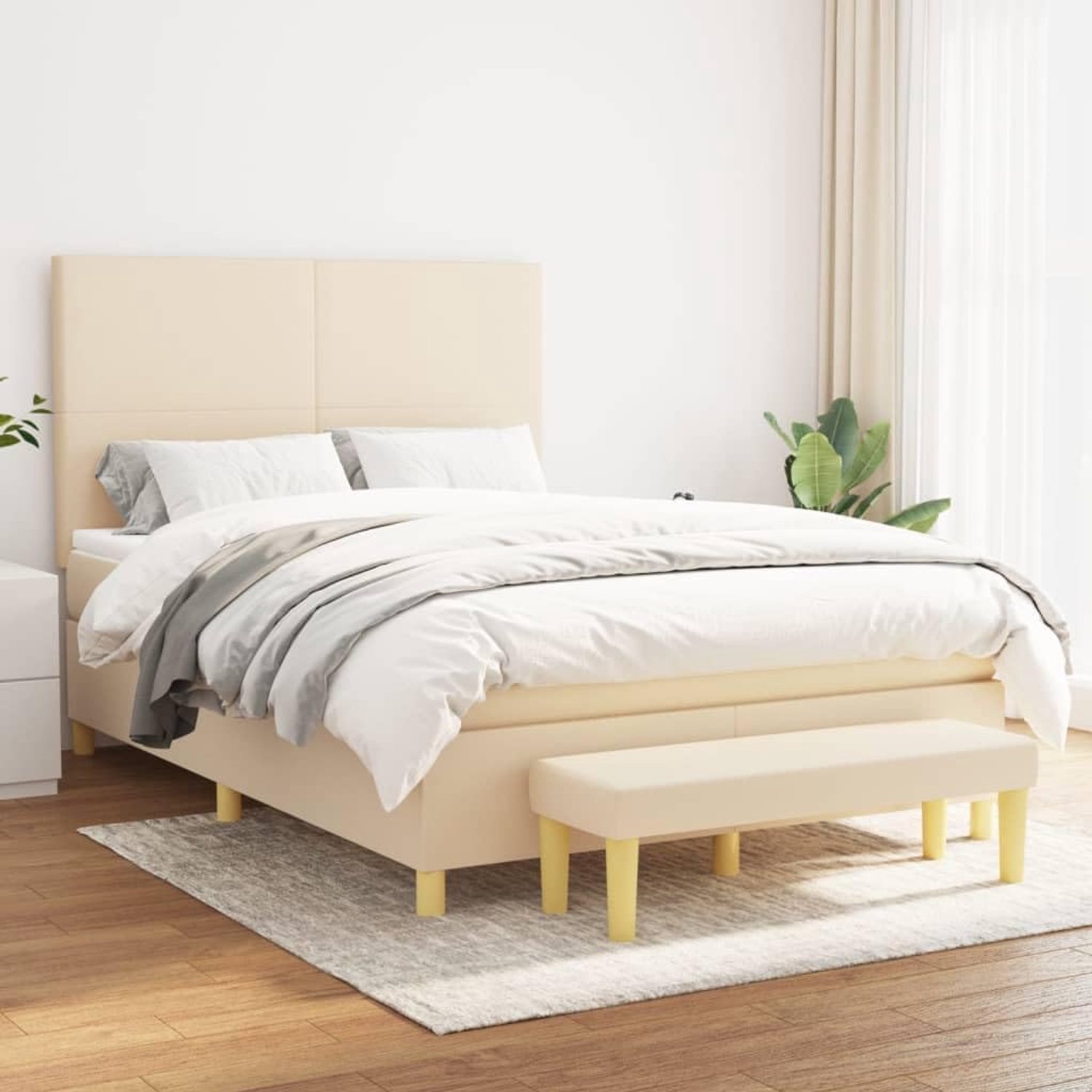 Ademend Duurzaam Verstelbaar Hoofdbord Pocketvering 140x200 cm Crème