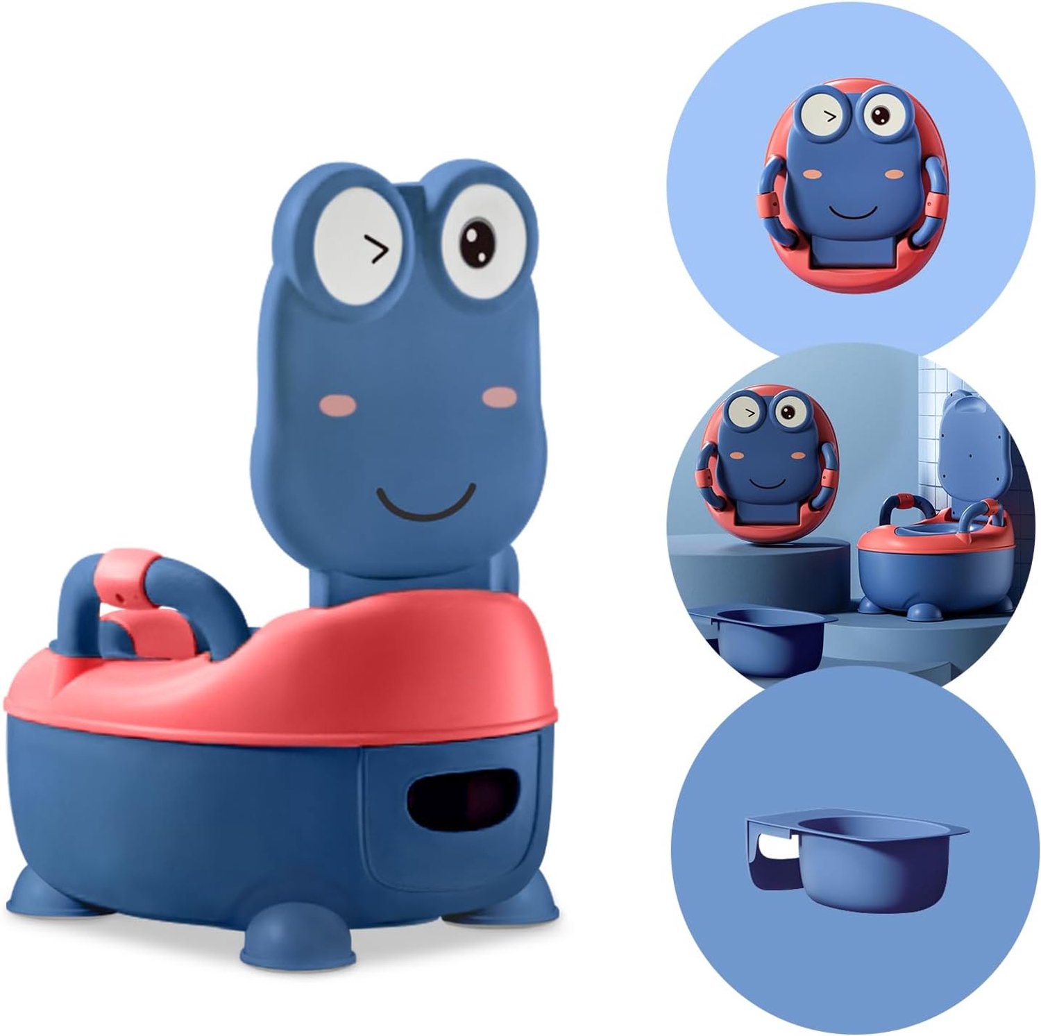 Potje voor Kinderen, Kindertoilet Babytoilet Toilettrainer Kinderkruk voor 6 Maanden Tot 5 Jaar, Blauw, 31x36x19.5cm