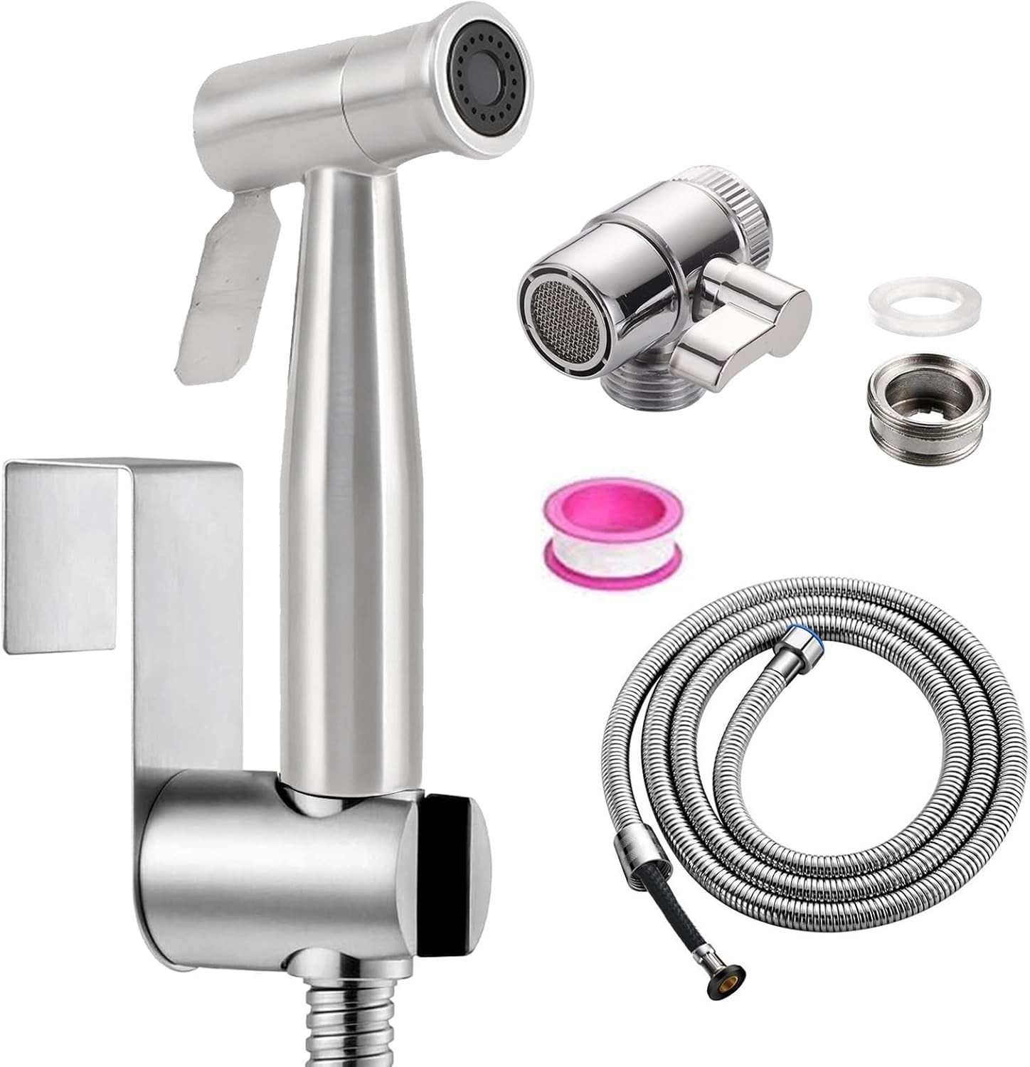 Roestvrijstalen handdouche voor bidet, toiletsproeier met kraandispenser en wandhouder, ideaal voor hygiëne en babyverzorging