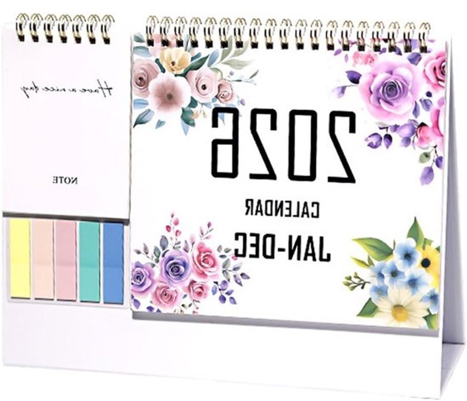 Bureaukalender Planner - Jaarplanner Agenda - Planning organiseren - Ruime gelinieerde blokken - 25 x 19 cm - Bloemen