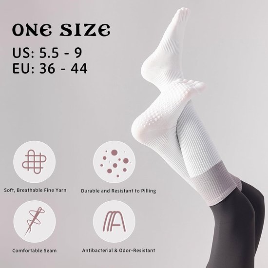 Dames Antislip Sokken voor Yoga & Pilates - 3 Paar — afbeelding 2
