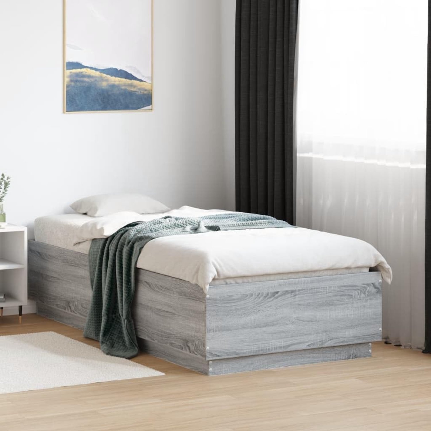 Houd grijs Modern design met lattenbodem 90x190 cm