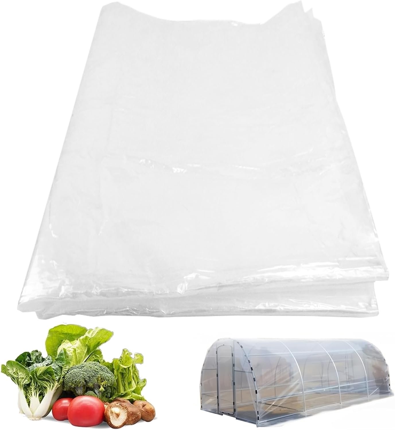 Broeikasfolie, 2 x 5 m, polyethyleenfolie, transparante folie, tunnelfolie, plastic folie, tuinfolie, transparant, tomatenhuisfolie, voor boerderijen, kassen, tuinen