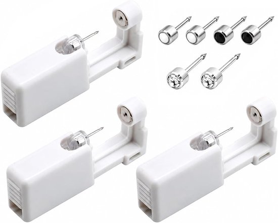 6 stuks oorboorpistool, wegwerp oorbellen pistool set met stras oorbellen en parel oorbellen — afbeelding 5