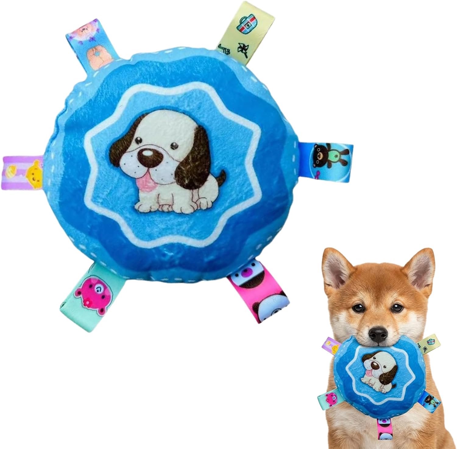 Piepend, robuust hondenspeelgoed en puppyspeelgoed, blauw, voor kleine en middelgrote honden, interactief werpspeelgoed voor tandverzorging en tegen verveling