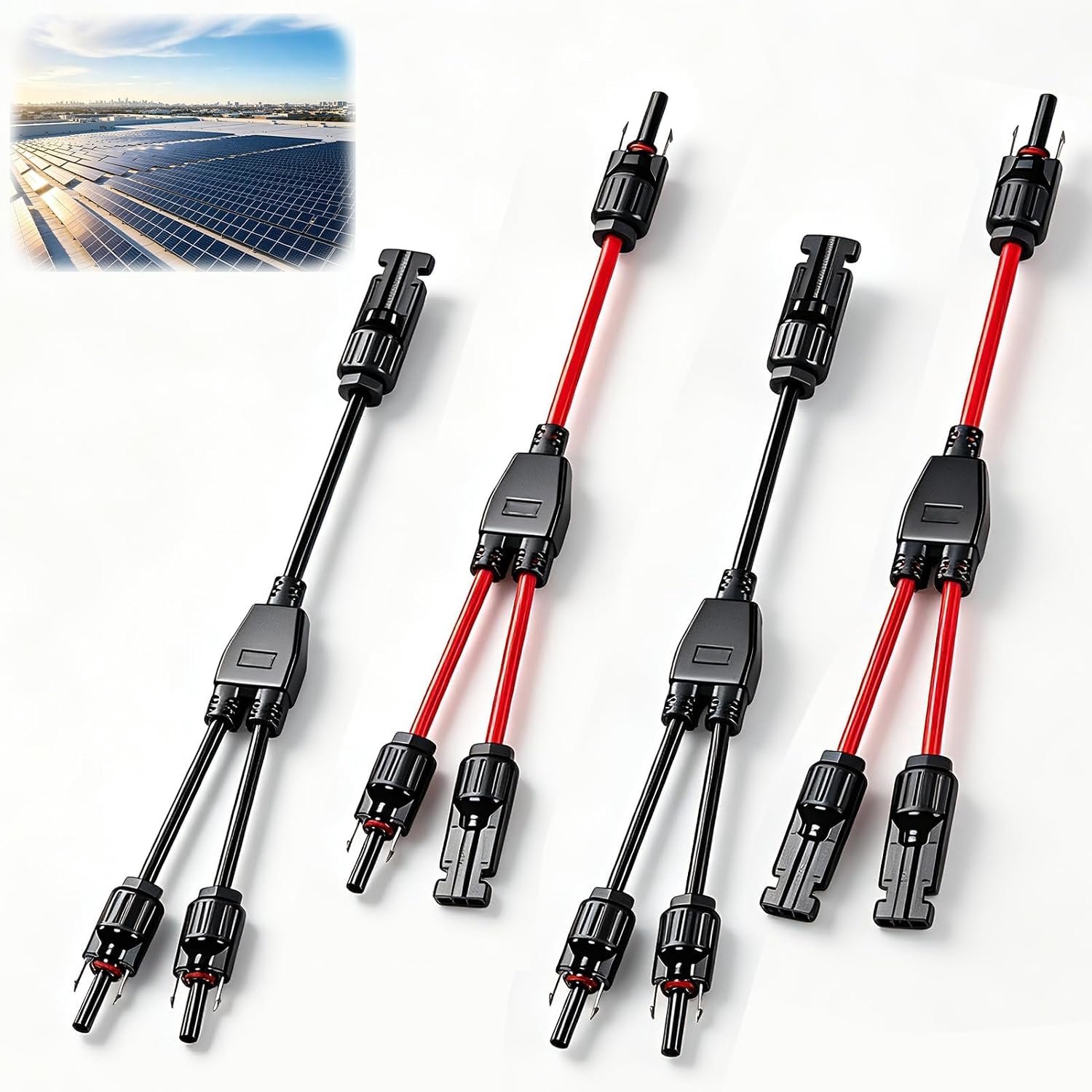 Y-kabel zonnepaneel 4 stuks - 1000 V DC 30 A - 4 mm² kabel - ideaal voor zonnepanelen - Homevero