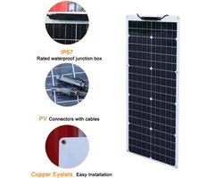 Zonnepaneel 50W Flexibel - 50 Watt Vermogen - 820x370x3 mm Afmeting - Monokristallijn Silicium - Voor Kamperen Boot En Huisdak