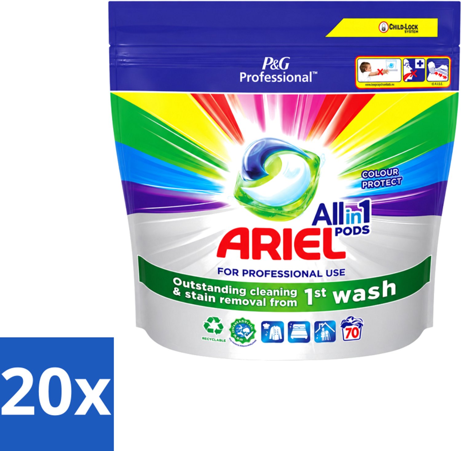 20 x Ariel - Color - All-In-1 Wasmiddel Pods - Beschermt Kleuren - 70 Wasbeurten - Voordeelverpakking - 20 stuks