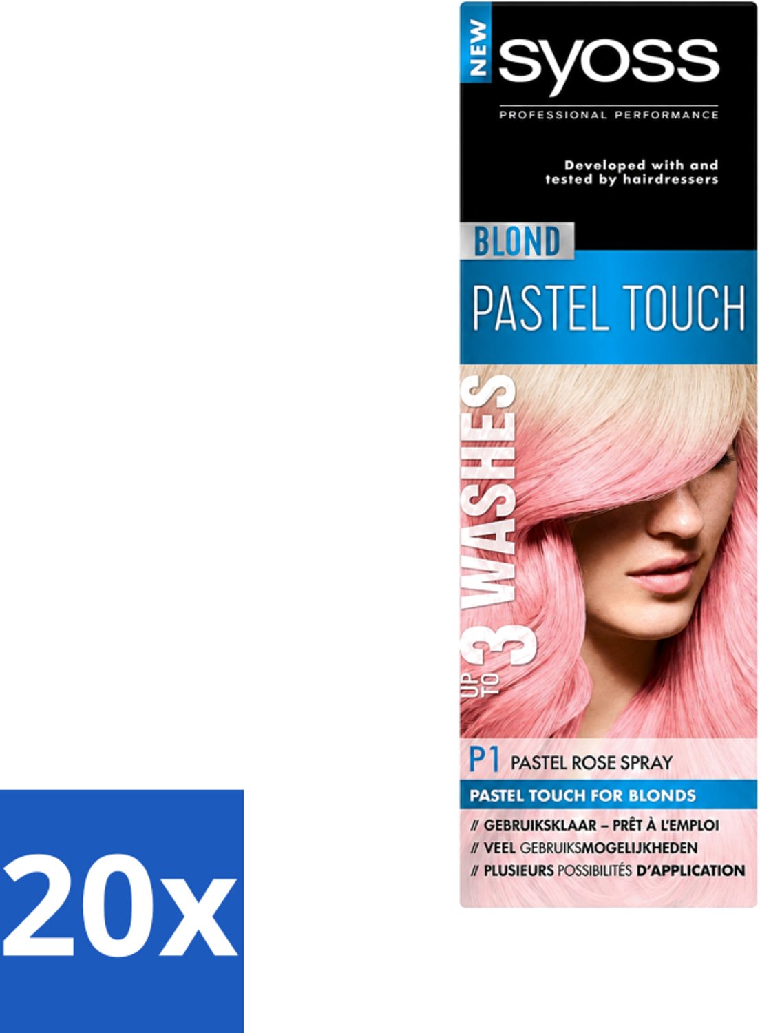 20 x Syoss Color Blond Pastel Touch P1 Pastel Rose - Haarverf Spray - Pastel Rose - Voordeelverpakking - 20 stuks