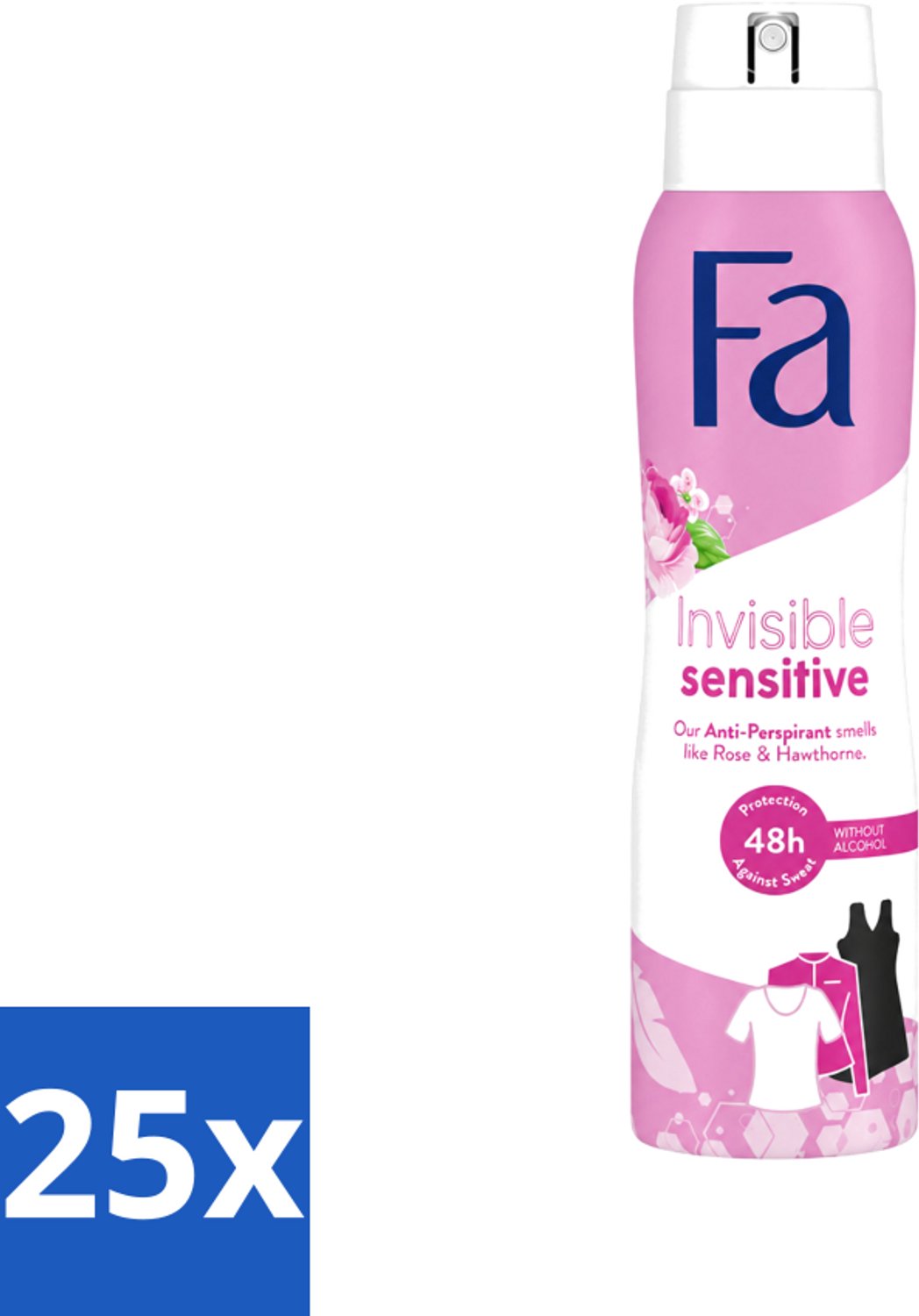 25 x Fa - Deodorant Spray - Invisible Sensitive - Anti-transpirant & Perspirant - 150 ml - Voordeelverpakking - 25 stuks