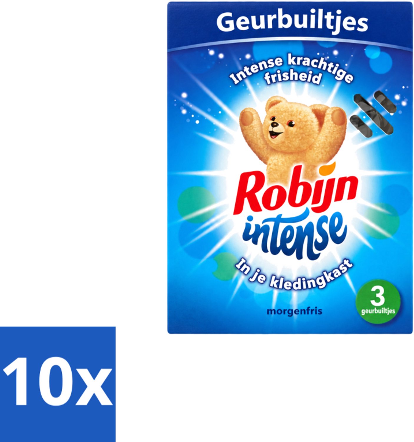 10 x Robijn - Intense - Geurbuiltjes - Langdurige Geur - Intense Frisheid - 3 Geurbuiltjes - Voordeelverpakking - 10 stuks