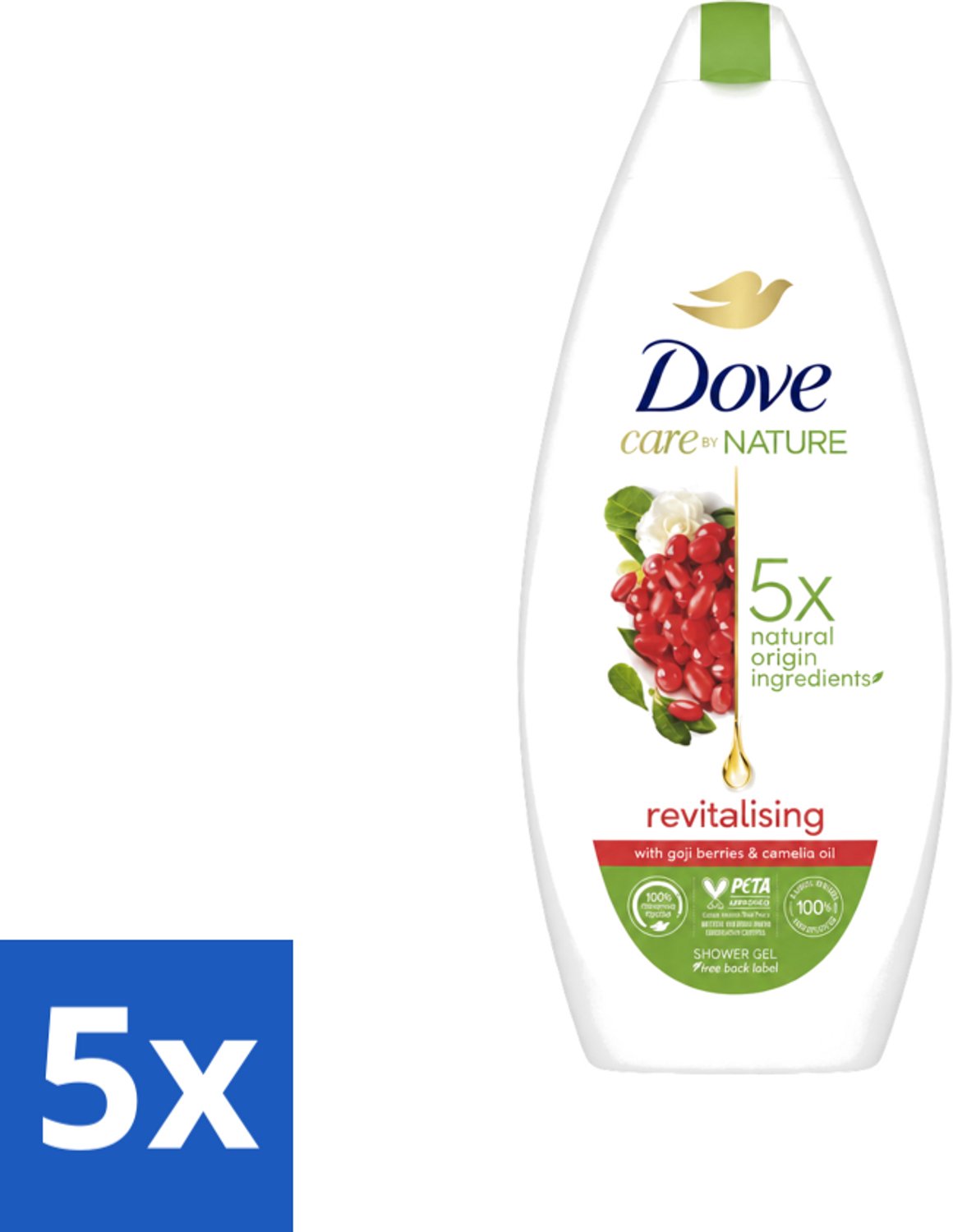 5 x Dove - Douchegel - Revitalising - Verfrissend - 225 ml - Voordeelverpakking - 5 stuks