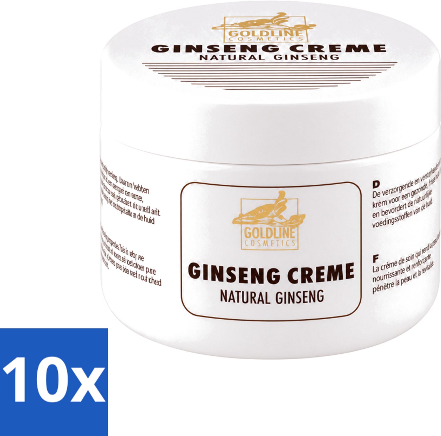 10 x Goldline - Bodycrème - Natural Ginseng - Verzorgend & Versterkend - 250 ml - Voordeelverpakking - 10 stuks
